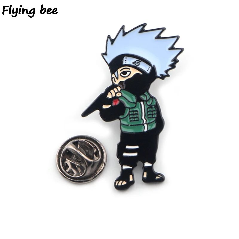 20 шт./лот Flyingbee Наруто значки аниме брошь и булавка Мода Эмаль шпильки Нагрудный значок броши на булавке значок для женщин мужчин X0422