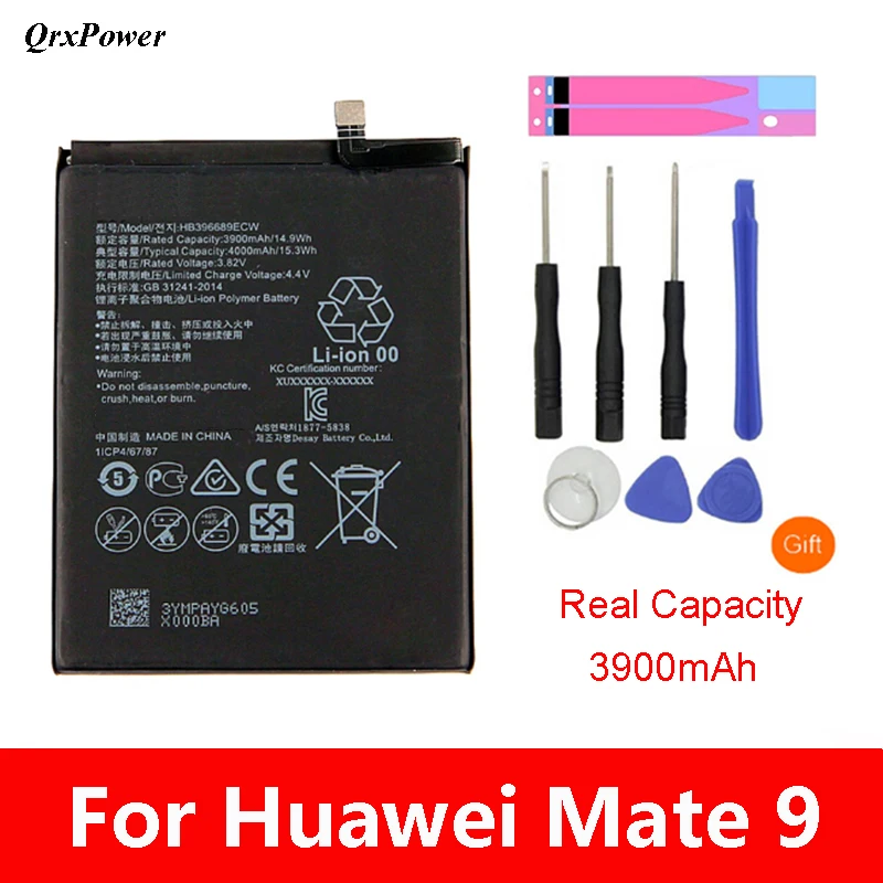 QrxPower запасная батарея 4000 мАч HB396689ECW для Huawei Mate 9 Mate9 MHA-AL00 | Мобильные телефоны и