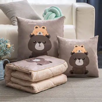 

Winter Thickened Pillow Quilt Two-use Car Coral Velvet Blanket Office Cushion God Snooze Pillow Chair Cushion 50C098