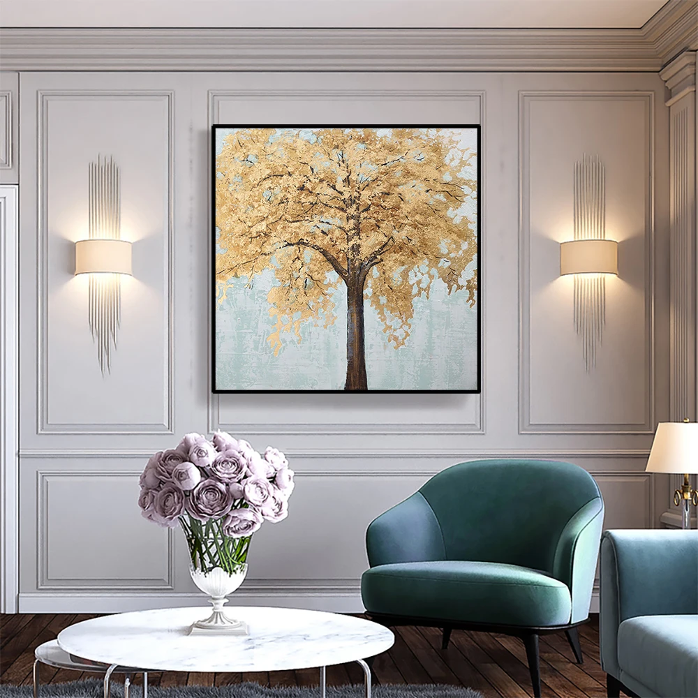 

Laeacco Abstract Wall Art Canvas Painting Nordic Posters and Prints Creative Gold Tree Wall Picture for Living Room Decoration