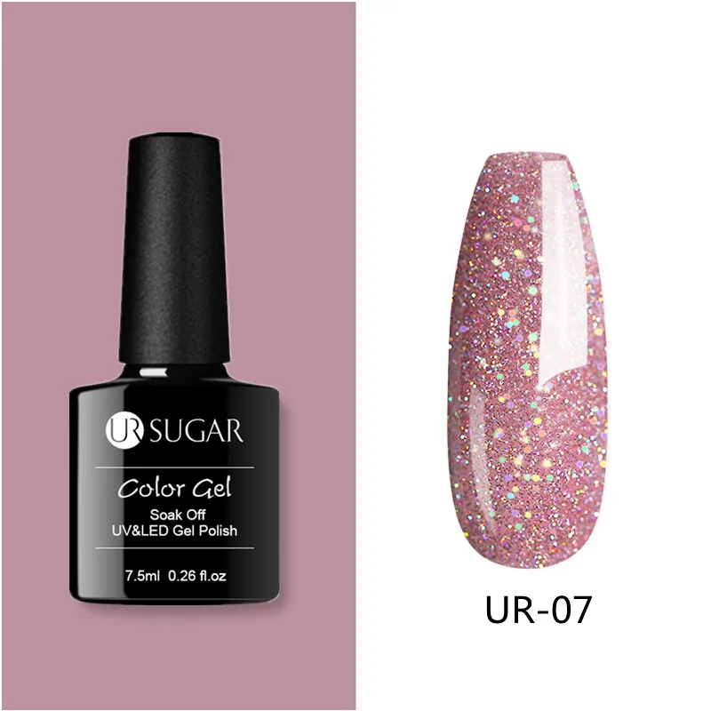 Ur Sugar 7,5 мл голографический Блестящий Гель-лак для ногтей телесного цвета Гель-лак для ногтей отмачиваемый УФ-Гель-лак для ногтей с блестками