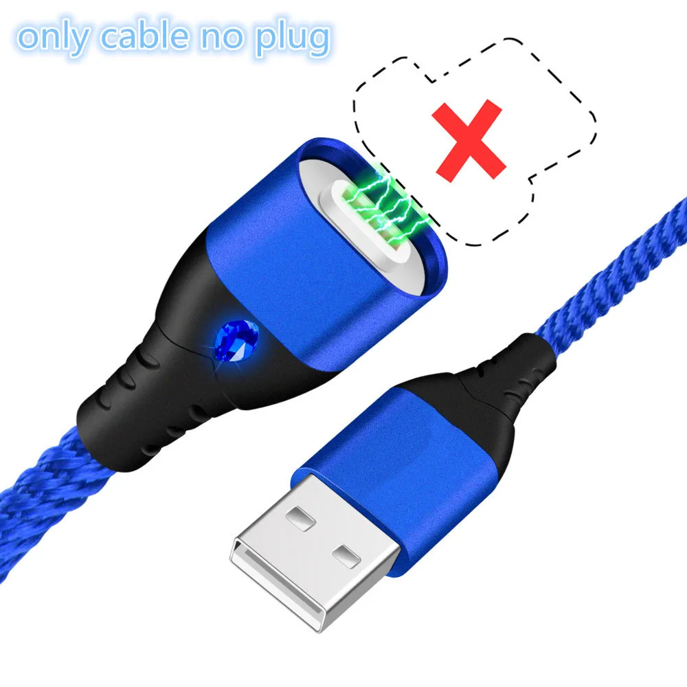 5А USB Магнитный кабель супер быстрая зарядка кабель для передачи данных usb type C кабель со светодиодной подсветкой для iPhone 11 8 Xiaomi huawei Android Phone 1 м - Цвет: Only Blue Cable