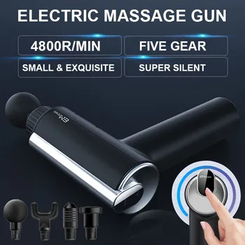 

4800 r/min Therapy Massage Gun 5Gears Muscle Massager Pain Sport Massage Machine Relax Body Slimming Relief 6 Heads Touch Screen