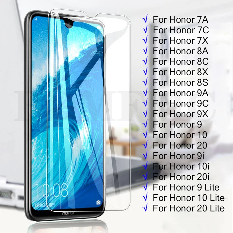 Закаленное стекло для Huawei Honor 7A 7C 7X 8A 8C 8X 9 10 20 Lite 9i 10i 20i HD стеклянная пленка 9A 9C 9X