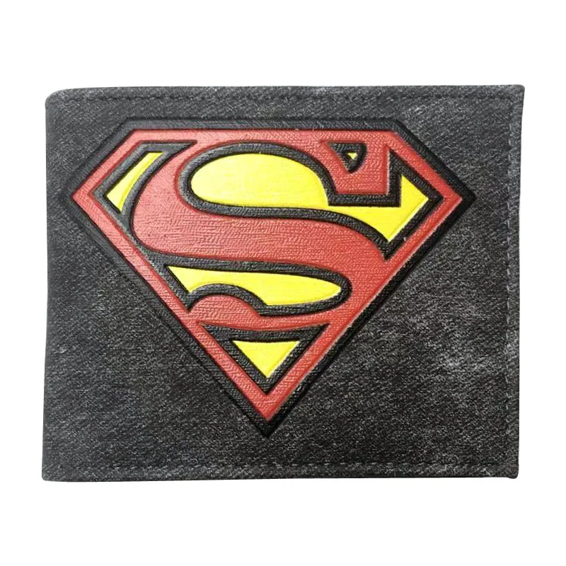 Бэтмен/Супермен мультфильм кошелек с символикой комиксов Мужские Двойные Бумажник с держатель для карт/монет карман