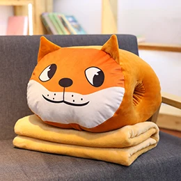 Мягкими Животные руки Подушка Кошка Собака Хаски Косплей Shiba «Лисья Секретная служба»(Inu очаровательны чучела Мультфильм Plushie 2-в-1 подушка для сна подушка подарок для ребенка - Цвет: 2-in-1 DarkBrown Dog