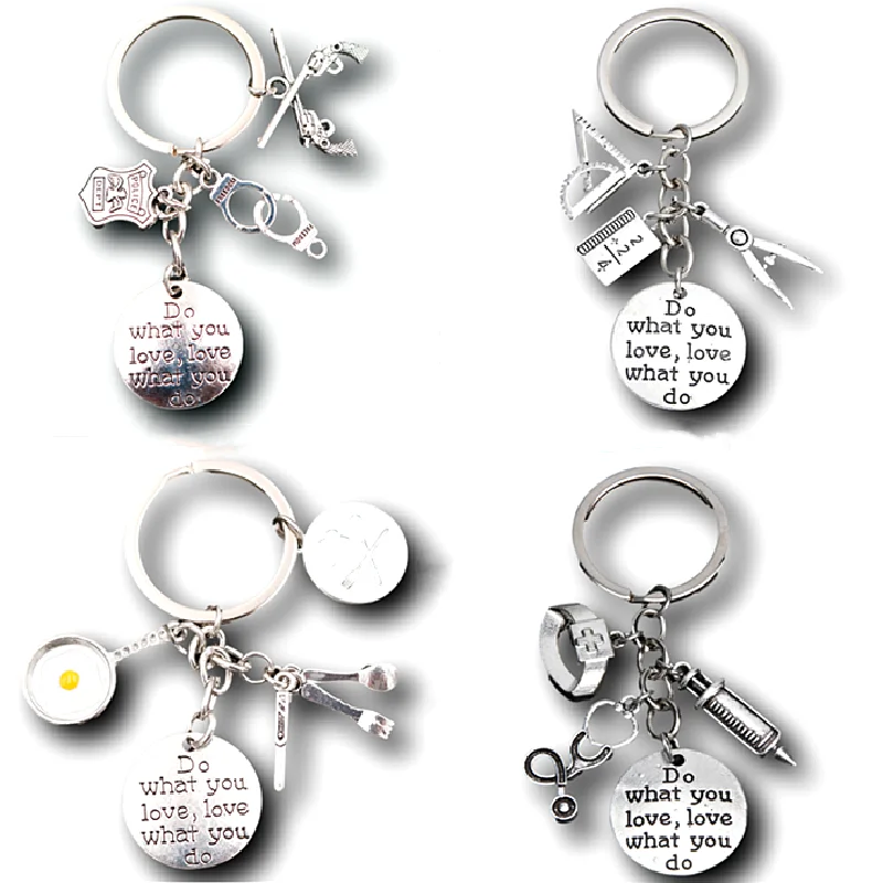 Job Occupation Keychain, Teacher Charm, Police Charm, Chef Charm, Nurse Charm-Do What You Love ,Love What You Do P383
