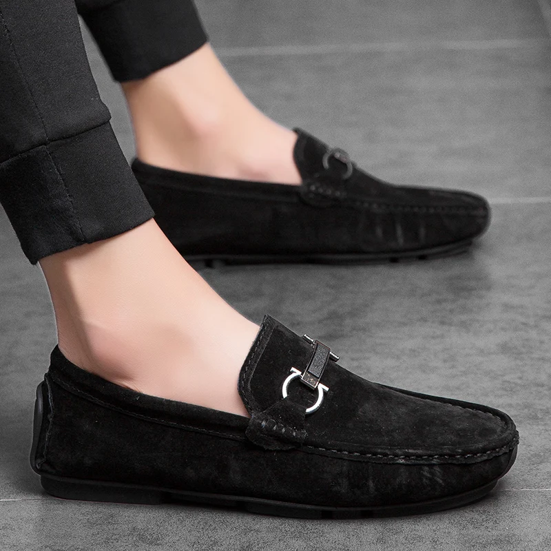 Popular Walking Driver Footwear Men Black Men Shoes Handmade Loafers Leather Driving Moccasins Mens Non-Slip Classic Man Shoes