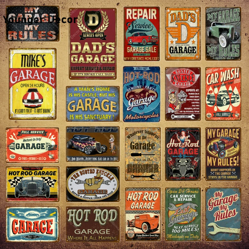 Garage Rustic Look Vintage 4D Retro Tin Signs 20X30cm. COME IN WE'RE OPEN 24/7 Garage Rustic Look Vintage 4D Retro Tin Signs 20X30cm. COME IN WE'RE OPEN 24/7