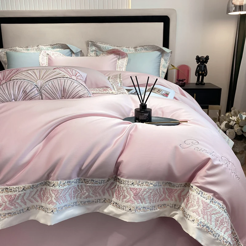Waliicorners Queen King Size Quilt Duvet Cover Bed Linen Fitted Sheet Pillowcase Luxury 1000TC Natural Egyptian Cotton Embroidery Bedding Set 10 H6c4e3527c29b4791ac05aa6a90ea6e61D