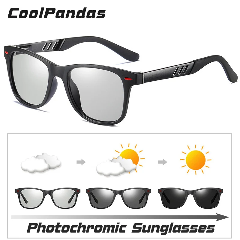 CoolPandas дизайнерские Квадратные Солнцезащитные очки для мужчин и женщин поляризованные фотохромные HD очки для вождения солнцезащитные очки Хамелеон очки унисекс de soleil