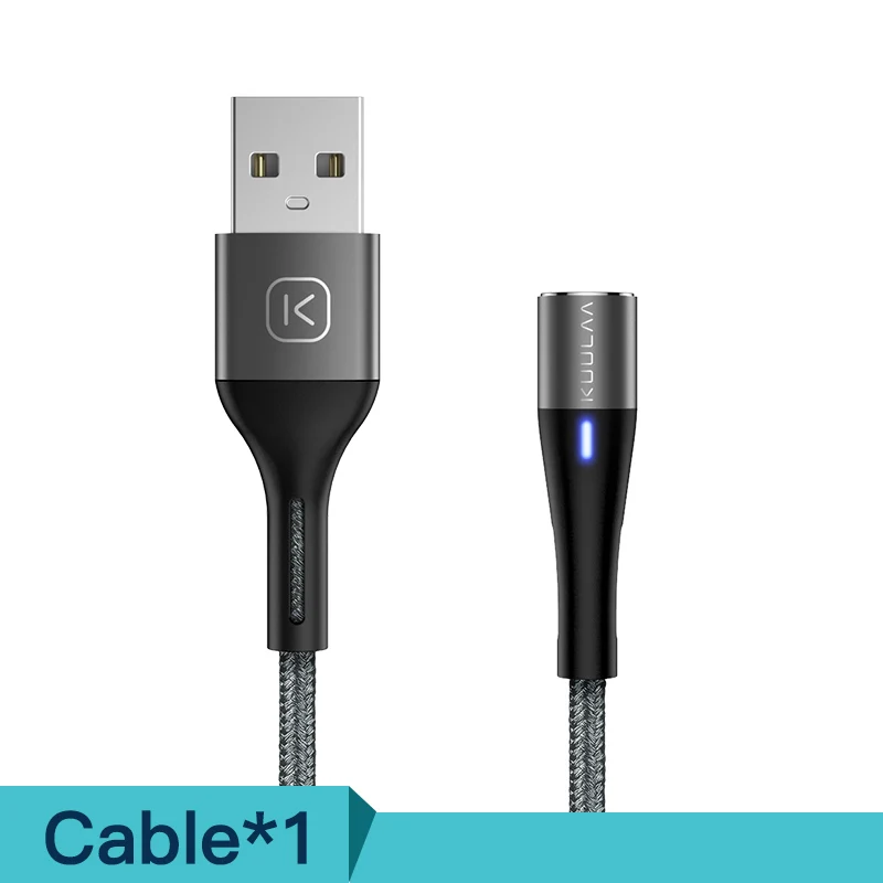 KUULAA Магнитный кабель Micro USB C 3A Быстрая Зарядка адаптер для iPhone samsung XiaoMi зарядное устройство магнит Быстрая зарядка usb type-C шнур - Цвет: Gray Cable