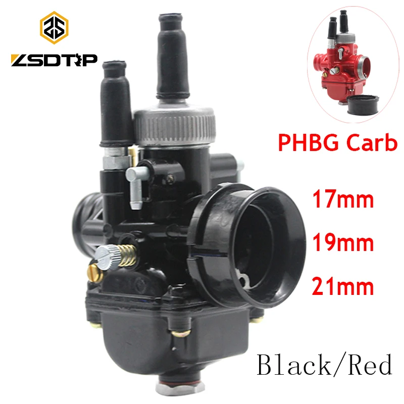 Карбюратор ZSDTRP Black Red Racing PHBG Carb КАРБЮРАТОР 17 мм 19 21 Dellorto Реплика Puch Zuma подходит для