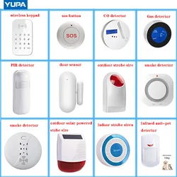 Door/PIR/Siren/Smoke/GAS/Password Keypad Sensor for Security Home Wifi GSM SMS Alarm System