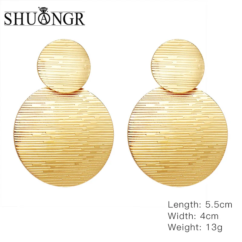

SHUANGR Metal Earrings Fashion Statement 2019 Round Geometric Brincos for Women Hanging Dangle Drop Earing Modern Jewelry