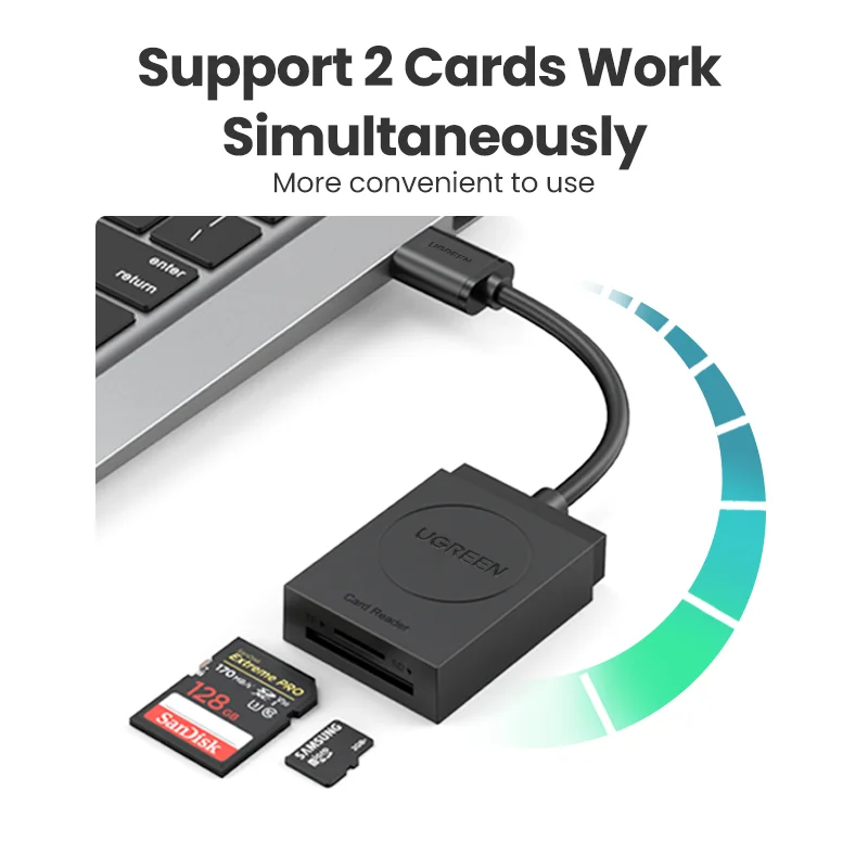 Ugreen-leitor de Cartões Usb 3.0 Adaptador para Cartões Micro sd tf Usb 3.0 para Laptop - Imagem 4