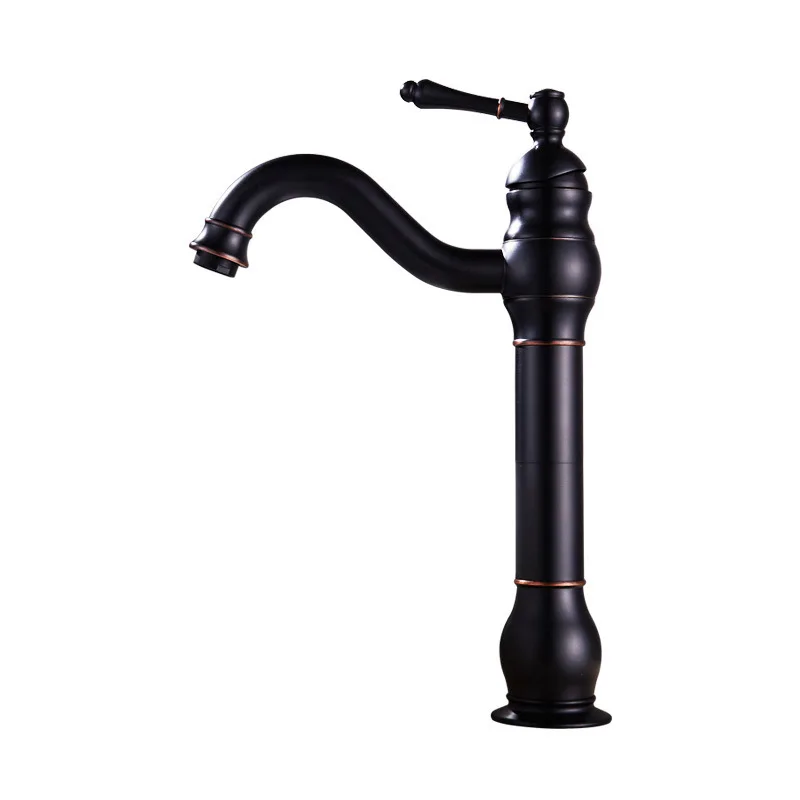 

Black Basin Hot And Cold Foramina Singulare Water Tap Full Copper Black Bronze Water Tap Platform Basin Wash Hands Basin On The