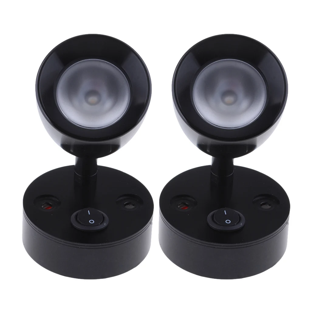 2x 12V 3W Boat LED Spotlight Interior Reading Light Wall Lamp 3000k, Black