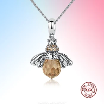 

925 sterling silver new cute orange bee animal personality charm fashion pendant necklace female high jewelry