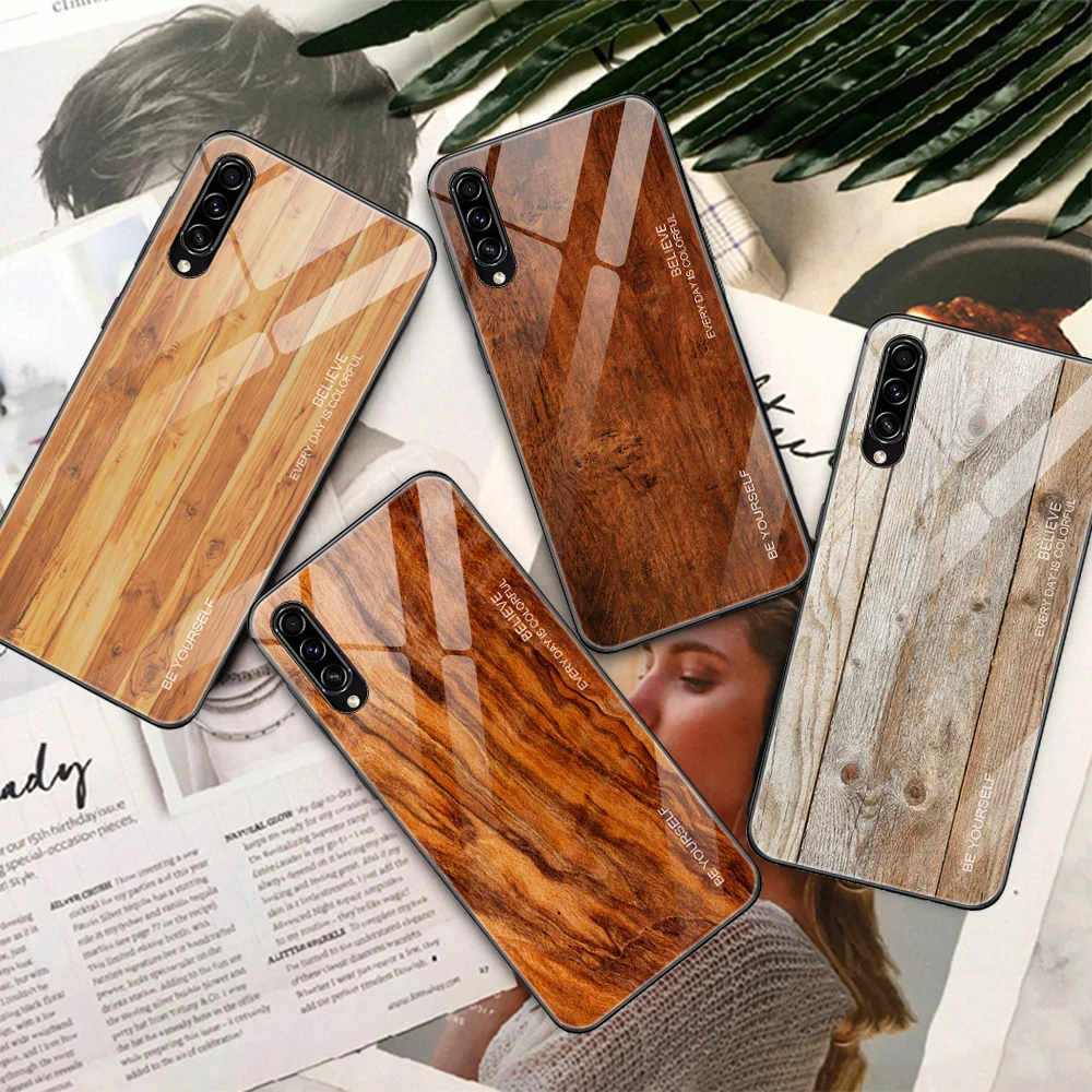 Чехол для телефона с изображением текстуры дерева Samsung Galaxy A30 A40 A10 A20 стеклянная