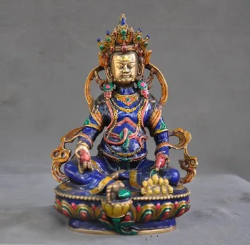 

wedding decoration 8" Tibetan Buddhism bronze Cloisonne Elephant Jambhala wealth God Buddha statue