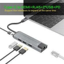 USB C концентратор USB к мульти HDMI USB 3,0 RJ45 Кардер ридер OTG адаптер USB разветвитель для MacBook Pro Air USB док-станция type C концентратор