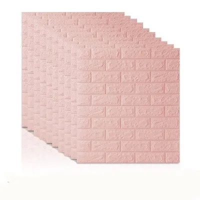 Light pink 70*77 3D наклейки в виде кирпичной стены DIY самоклеящийся Декор Пена водонепроницаемые обои настенные для ТВ фон дети гостиная - Color: Light pink