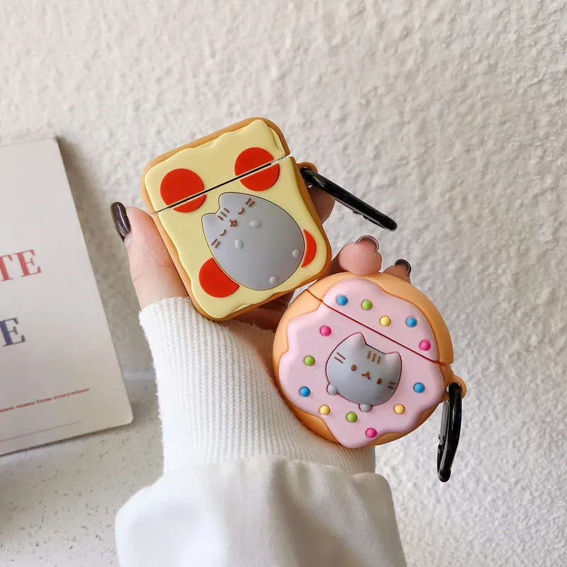 

3D Toast Doughnut Cat Cartoon Case For Air Pods 2 Cute Silicone Cover Bluetooth Earphone Protection Case For Apple Airpods 1 2