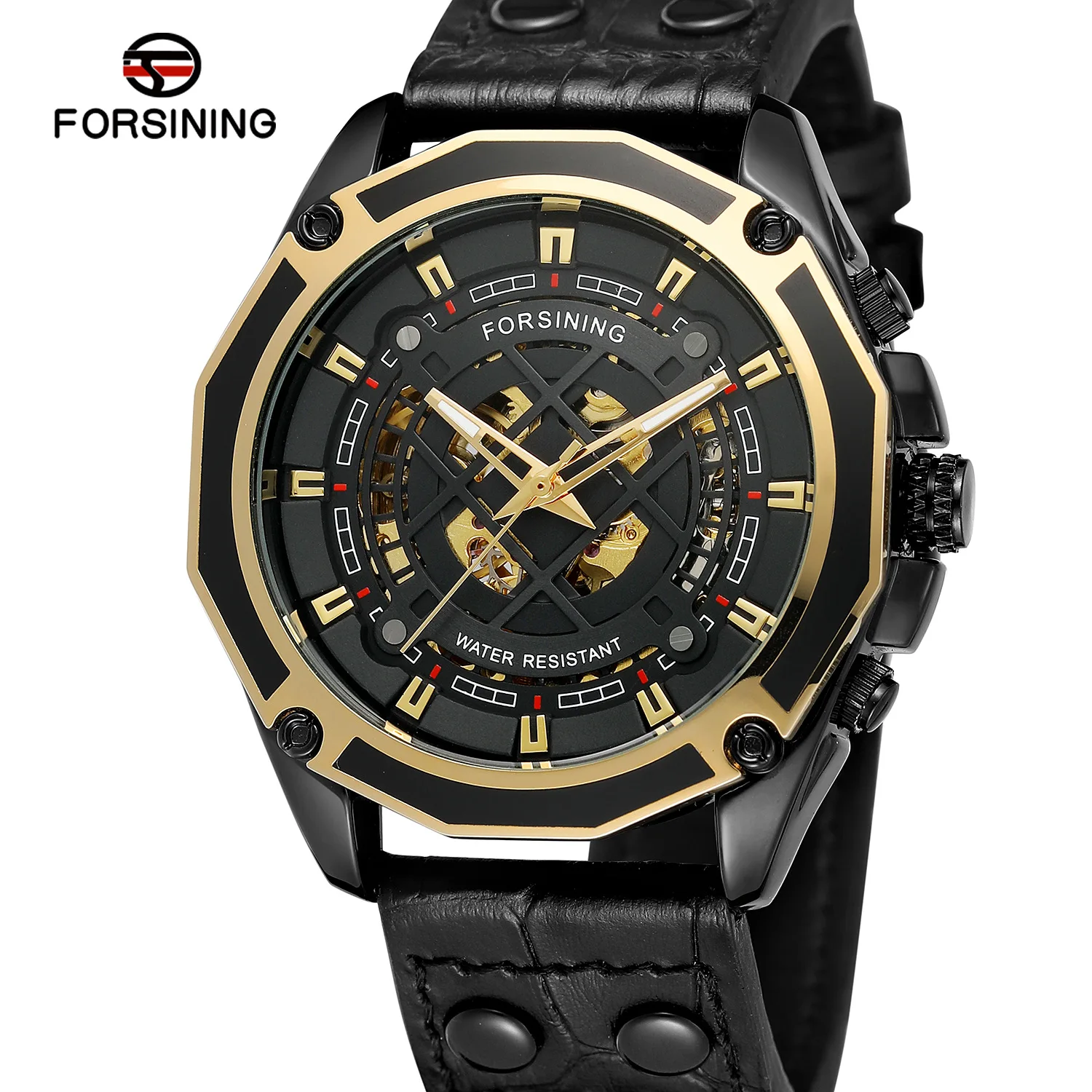 

Forsining Fully Automatic Analog Watch Men Fashion Casual Hollow out Waterproof Leather Belt Mechanical Wrist Watch MEN'S Watch