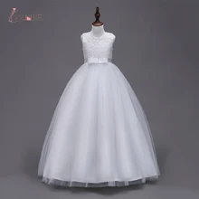 В, белые платья принцессы с цветочным узором для девочек, нарядные платья для девочек, платья для первого причастия, вечерние платья