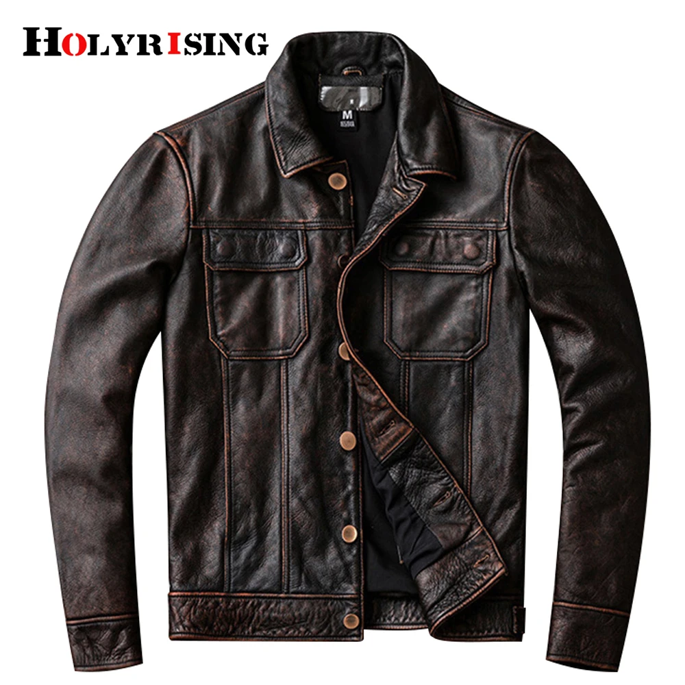 The first layer of cowhide leather Jacket 5XL men's washed Vintage