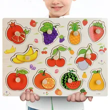 Brinquedos do bebê montessori quebra cabeça de madeira/mão grab board conjunto educacional brinquedo de madeira dos desenhos animados veículo quebra cabeças animais presentes da criança