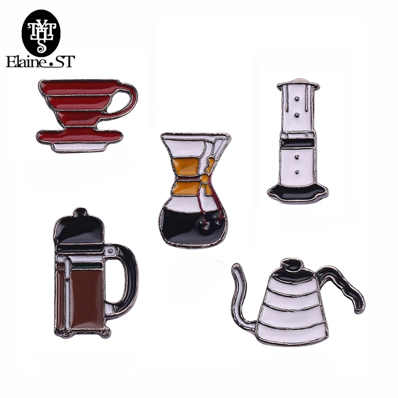 American coffee Aero Press Chemex Filter cup Brooch Collar Corsage Shirt Bag cap Jackets Pin Badge Fashion Gift | Украшения и