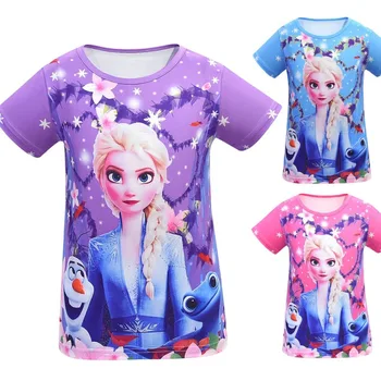 

Christmas Costume for Kids Girl Cosplay Clothes Party T-shirt Princess Tshirt for Girls Anna Elsa Birthday Clothing