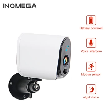 

INQEMGA 1080P Battery Wifi Camera Powered PIR Two-way Audio 100% Wire-Free Battery Camera Rechargeable IP65 Waterproof Battery