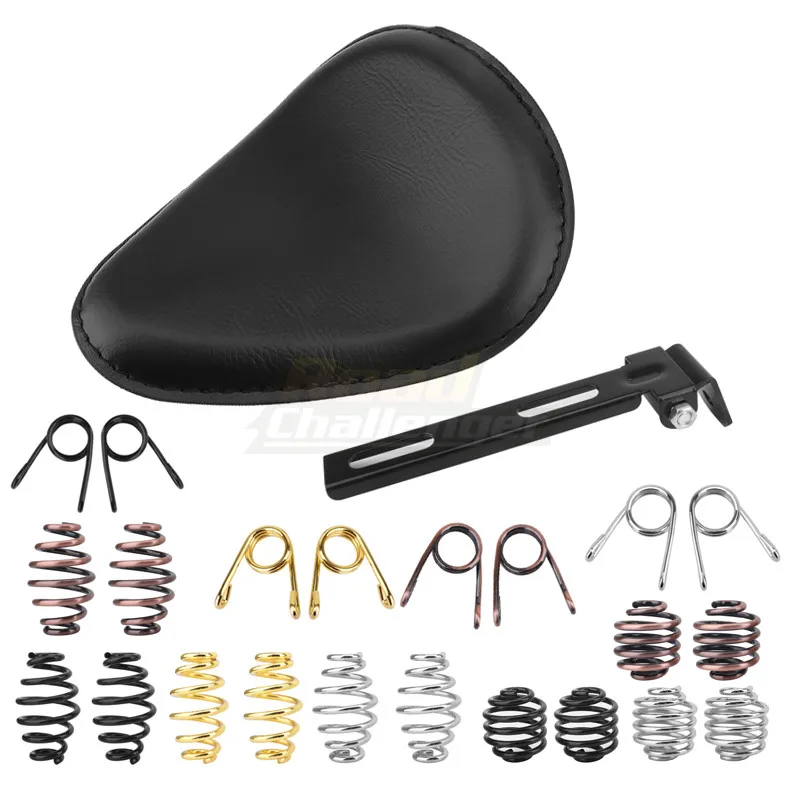 Motorcycle Leather Solo Driver Seat w/ Spring For Harley Custom Chopper Bobber Honda Yamaha Kawasaki Suzuki |