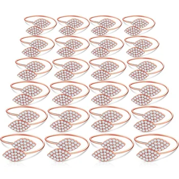 

24 Pcs Alloy Napkin Rings Flower Napkin Holder Adornment Exquisite Household Napkins Rings Set Napkin Rings for Wedding Dinner D