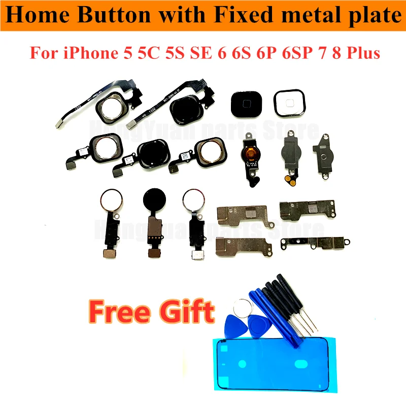 Fingerprint Universal Home Button Key Flex Cable For iPhone 6 6s 7 8 Plus 5s SE 5c Return Functions Repair Parts Metal Plate | Мобильные - Цена: 166,20 - 362,04 руб.