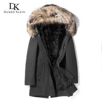 Preise Winter Männer Warme Mantel Echt Kaninchen Pelz Liner Waschbär Kragen Mit Kapuze Jacke Starke Oberbekleidung Neue Luxus P82031