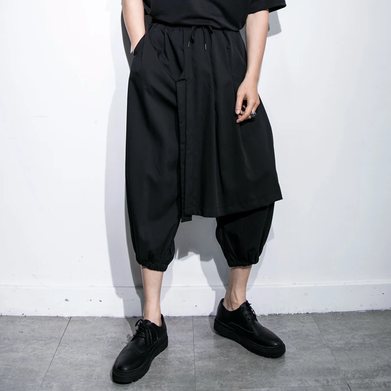 

Men's new classic dark super loose cover cloth culosities wide leg small foot large size loose cropped pants