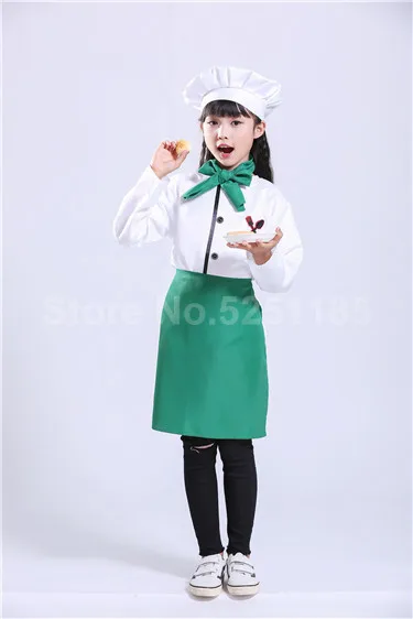 Хэллоуин косплей Ресторан униформа повара дети питание шляпа Дети кухня официант одежда наборы выпечки Ролевые костюмы