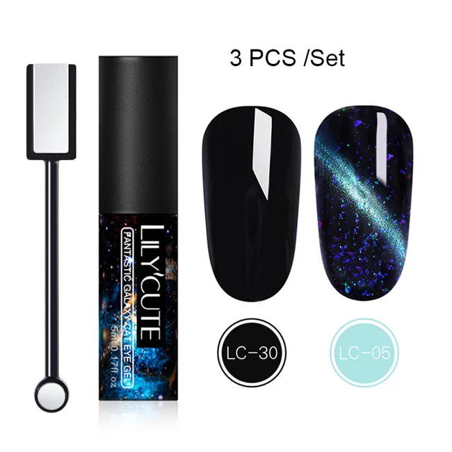 3pcs 5 LILYCUTE 5 мл 9D Хамелеон для использования с магнитом Гель-лак Сияющий мерцающий фиолетовый зеленый Смешанные цвета Дизайн ногтей замочить от УФ-гель-лака - Цвет: 3pcs 5