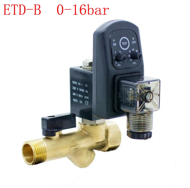 ETD-A ETD-B 1/2 ''отверстие 3 мм Электрический дренажный Timersolenoid клапан 2 способ водяной клапан воздушный компрессор автоматический клапан