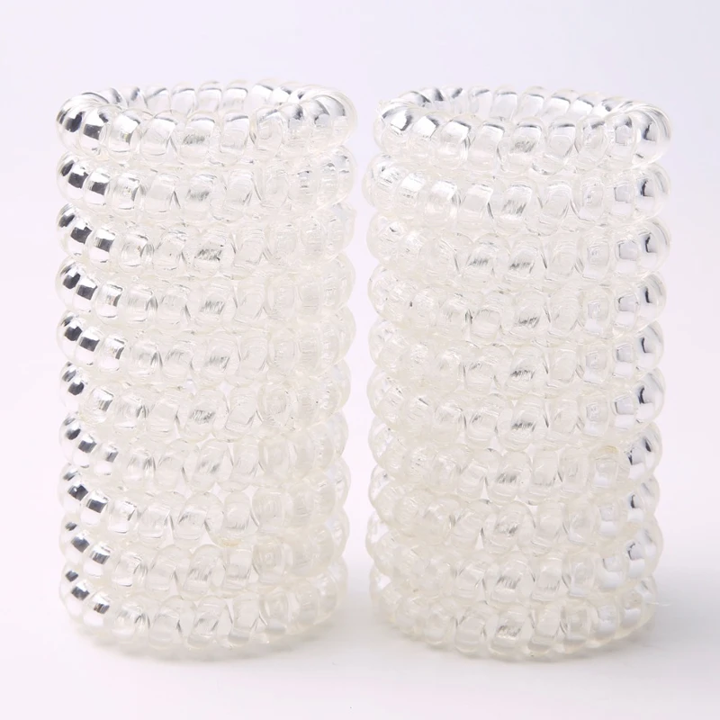 100pcs/Lot Size 5.5cm Transparent Telephone Hair Rope Wire Hair Band Rubber bands Girl Hair Gum Accessories