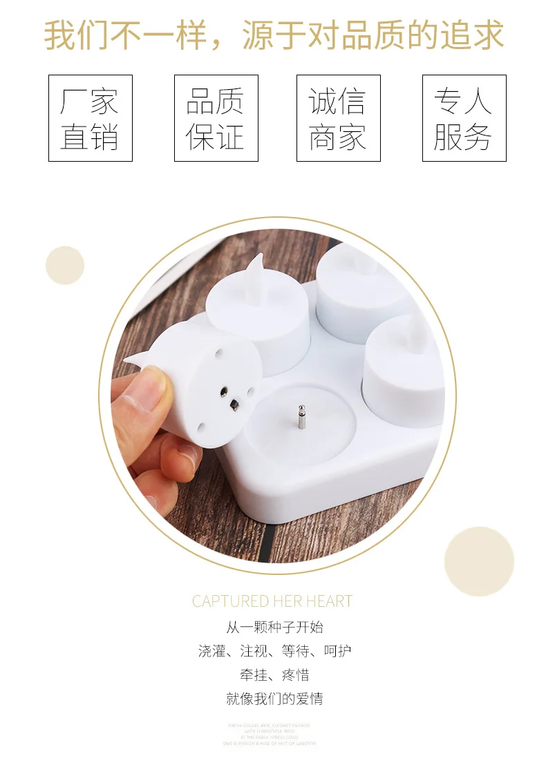 New Style Model Electric Candle Lamp 6 Fixed Charger Electric Candles Small Tea Lights Birthday Wedding Placed Figure LED Candle