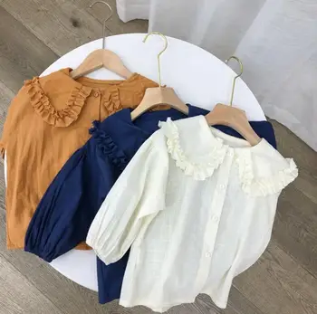 

2020 New Style Girls Ruffles Shirt Spring Cotton Fashion Girls Blouse 1-6t PO169