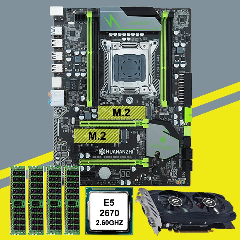 Горячая Распродажа материнская плата HUANAN X79 видеокарта GTX750Ti 2G DDR5 CPU Xeon E5 2670 C2 RAM