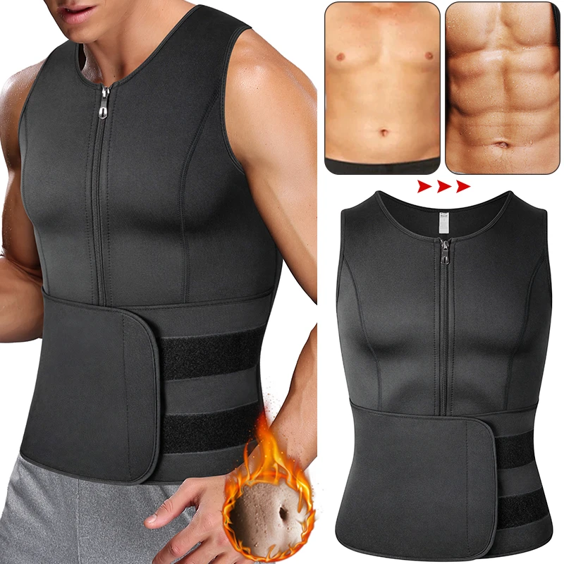 Men Slimming Neoprene Shirt Belly Belt Corset Sauna Sweat Vest Body Shaper S-3XL 