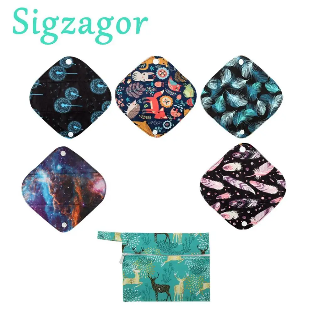 5+1 Set Extra Small Cloth Menstrual Pads Bamboo Charcoal Sanitary Washable Reusable