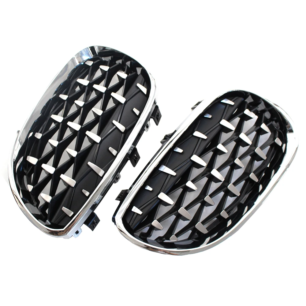 A Pair Car Racing Grill Front Bumper Kidney Grill Diamond Grille for BMW E60 E61 5 Series M5 2003-2010 Meteor Auto Accessories